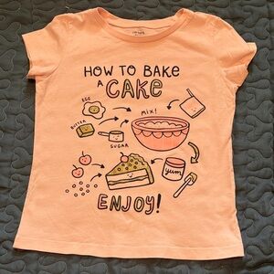 Carter's Girls Size 8 Pink and Gold Glitter T-Shirt - How to Bake a Cake!